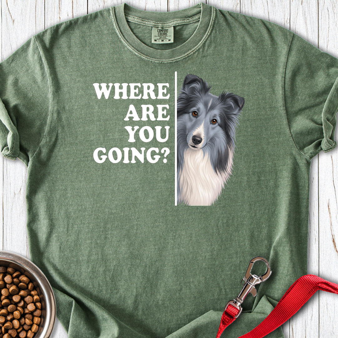 Bi Blue Shetland Sheepdog Where Are You Going Premium Tee Moss