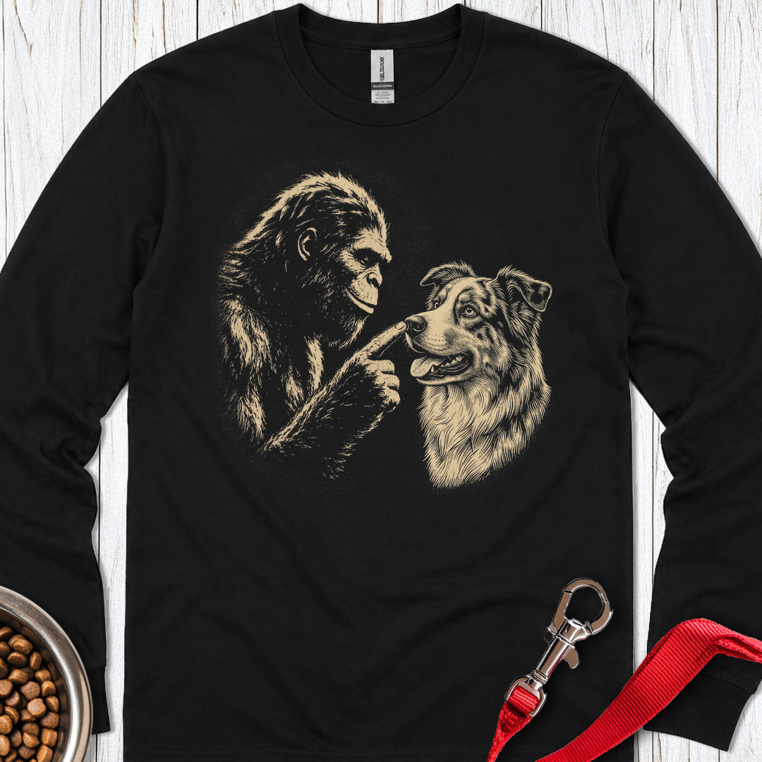 Bigfoot Boops Australian Shepherd Long Sleeve — Black