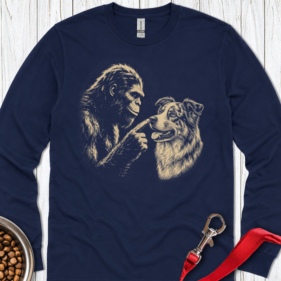 Bigfoot Boops Australian Shepherd Long Sleeve — Navy