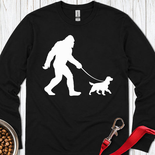Bigfoot Walking Cocker Spaniels Long Sleeve — Black
