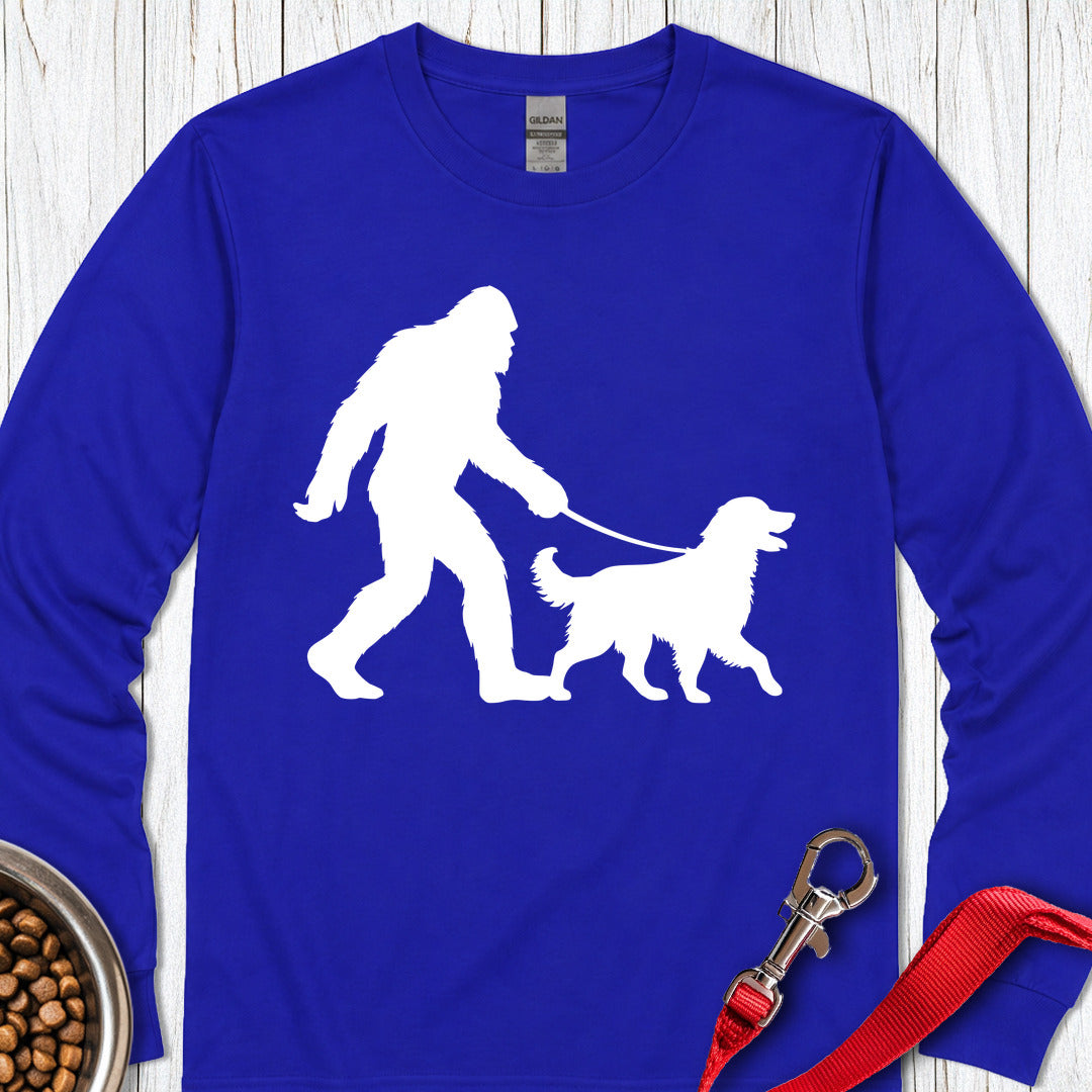 Bigfoot Walking Golden Retriever Long Sleeve — Royal