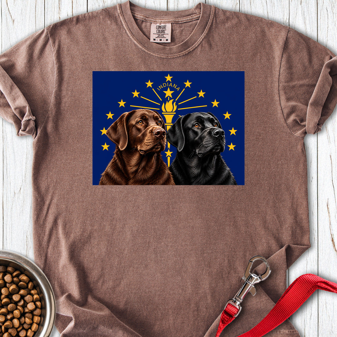 Black and Chocolate Labrador Indiana Flag Premium Tee Espresso