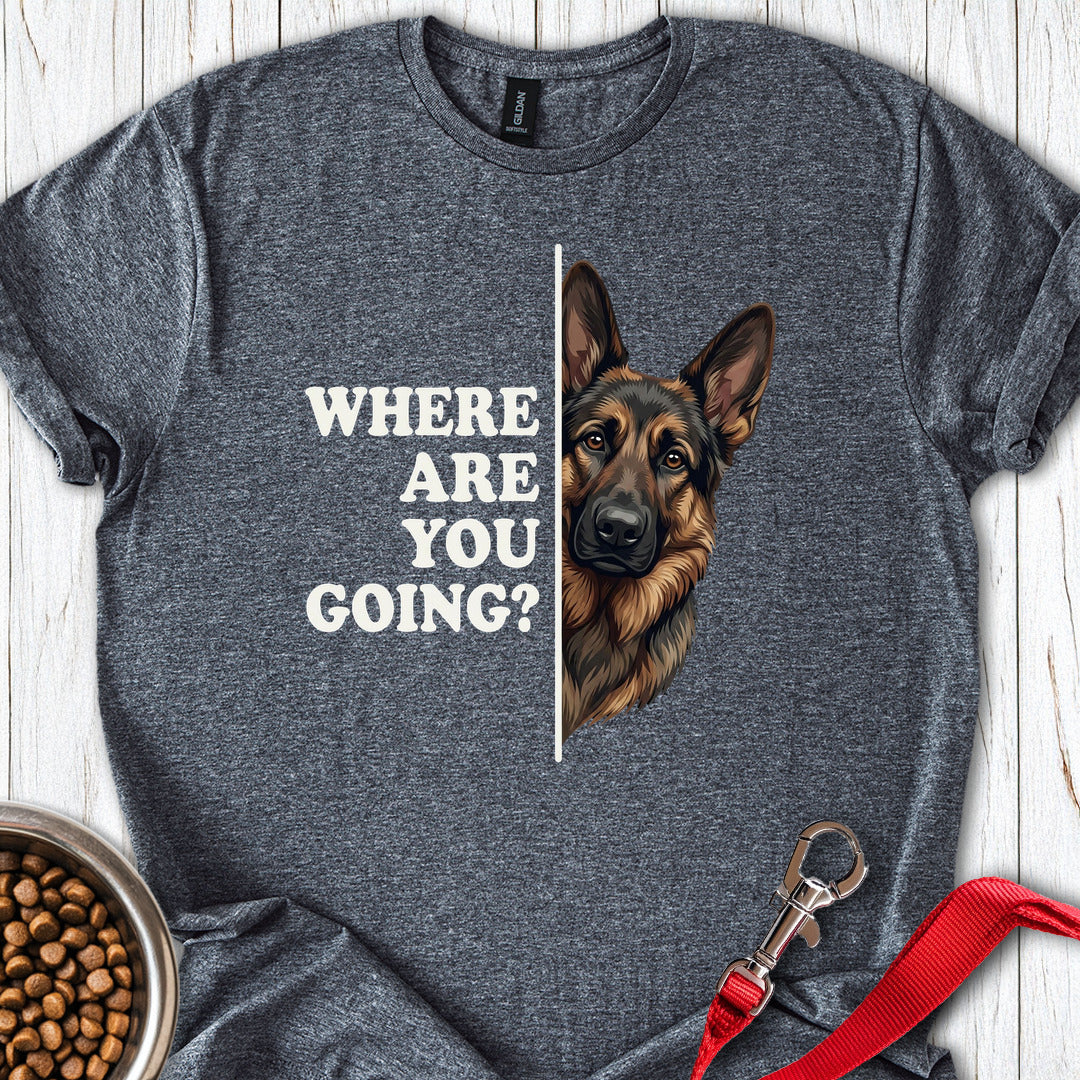 Black and Tan GSD Following Dark Heather