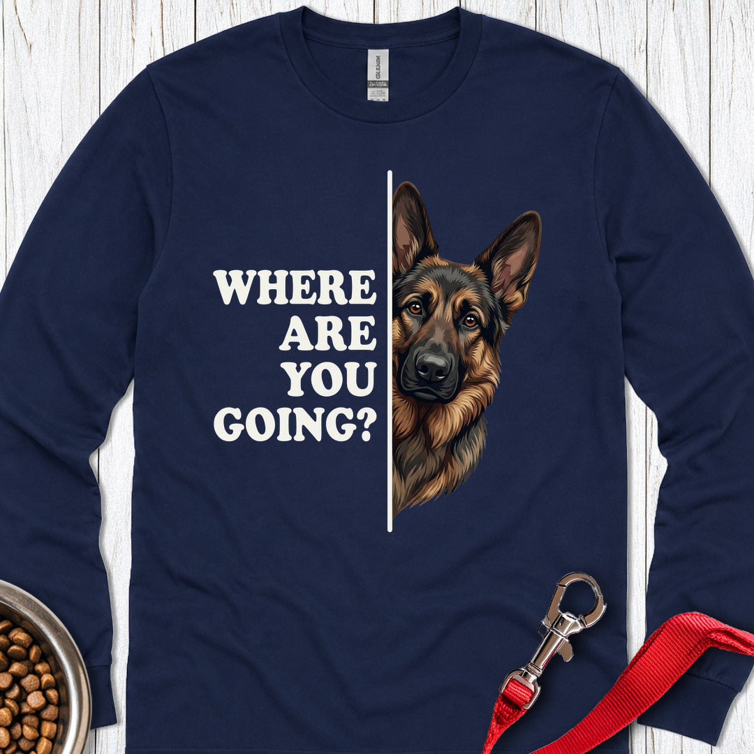 Black and Tan GSD Following Long Sleeve — Navy