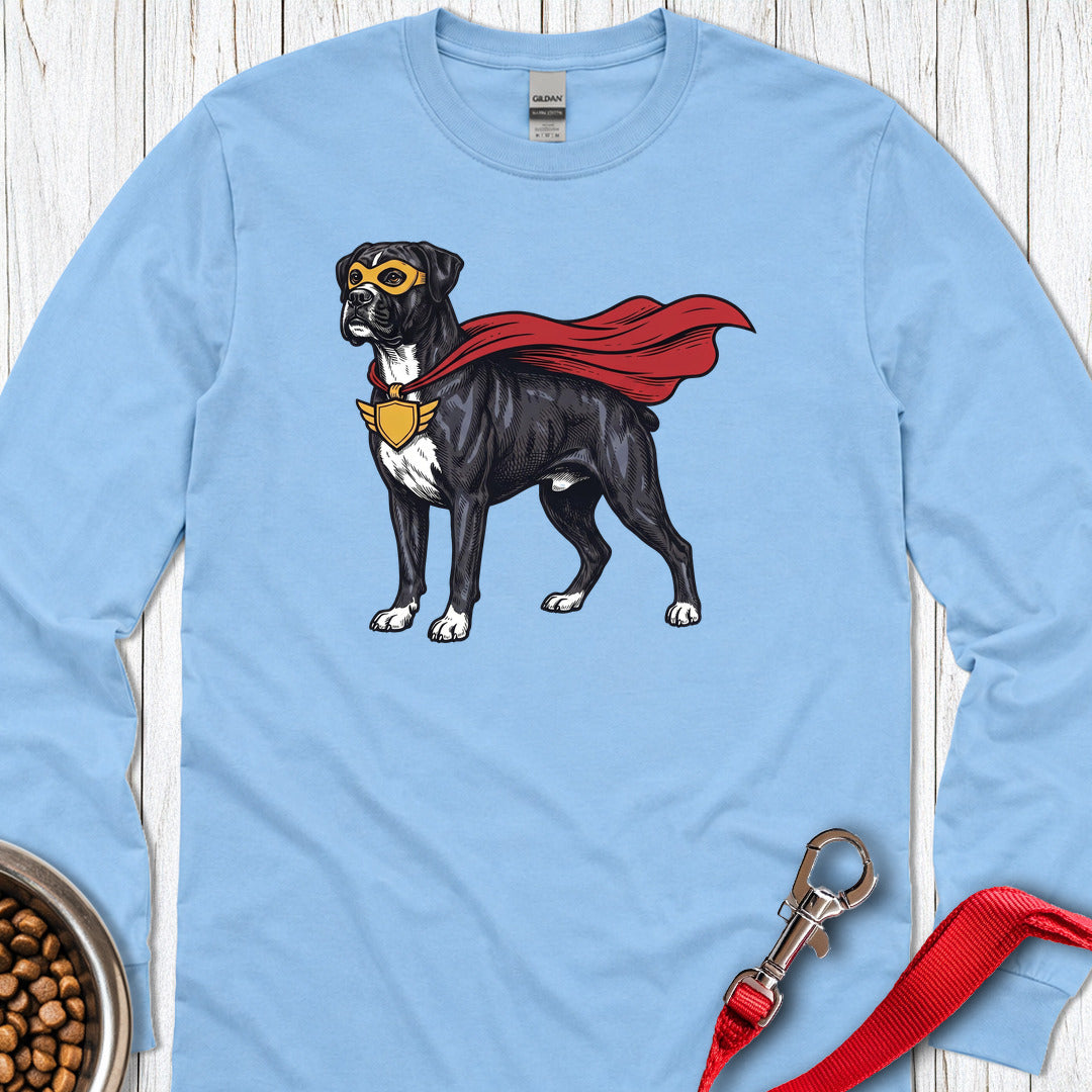 Black Boxer Superhero Long Sleeve Carolina Blue