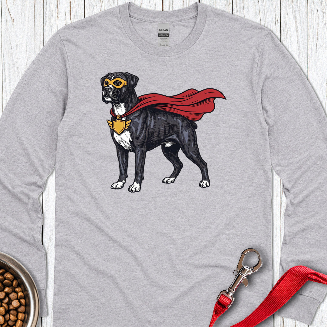 Black Boxer Superhero Long Sleeve Sport Grey