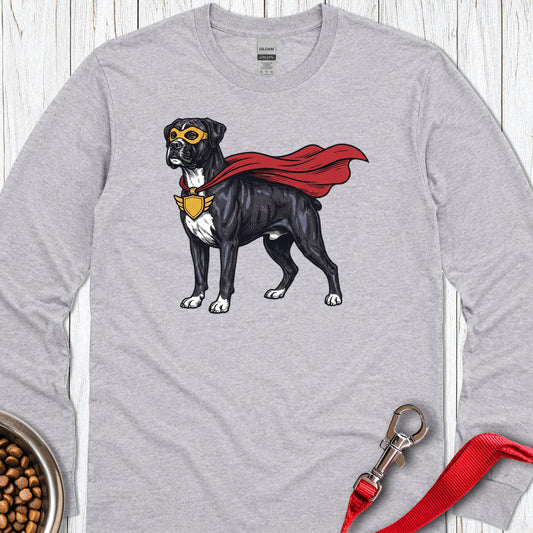 Black Boxer Superhero Long Sleeve — Sport Grey