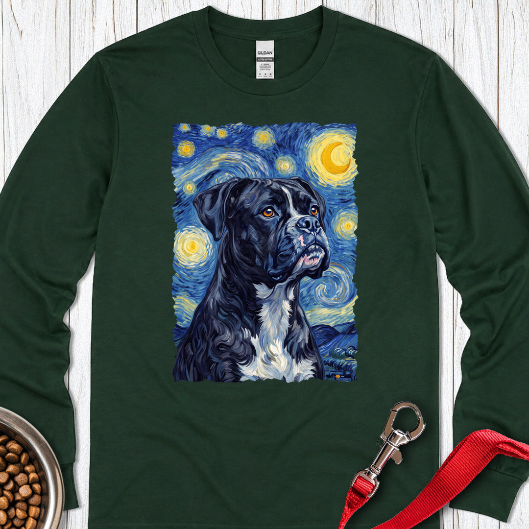Black Boxer Van Gogh Long Sleeve Forest Green