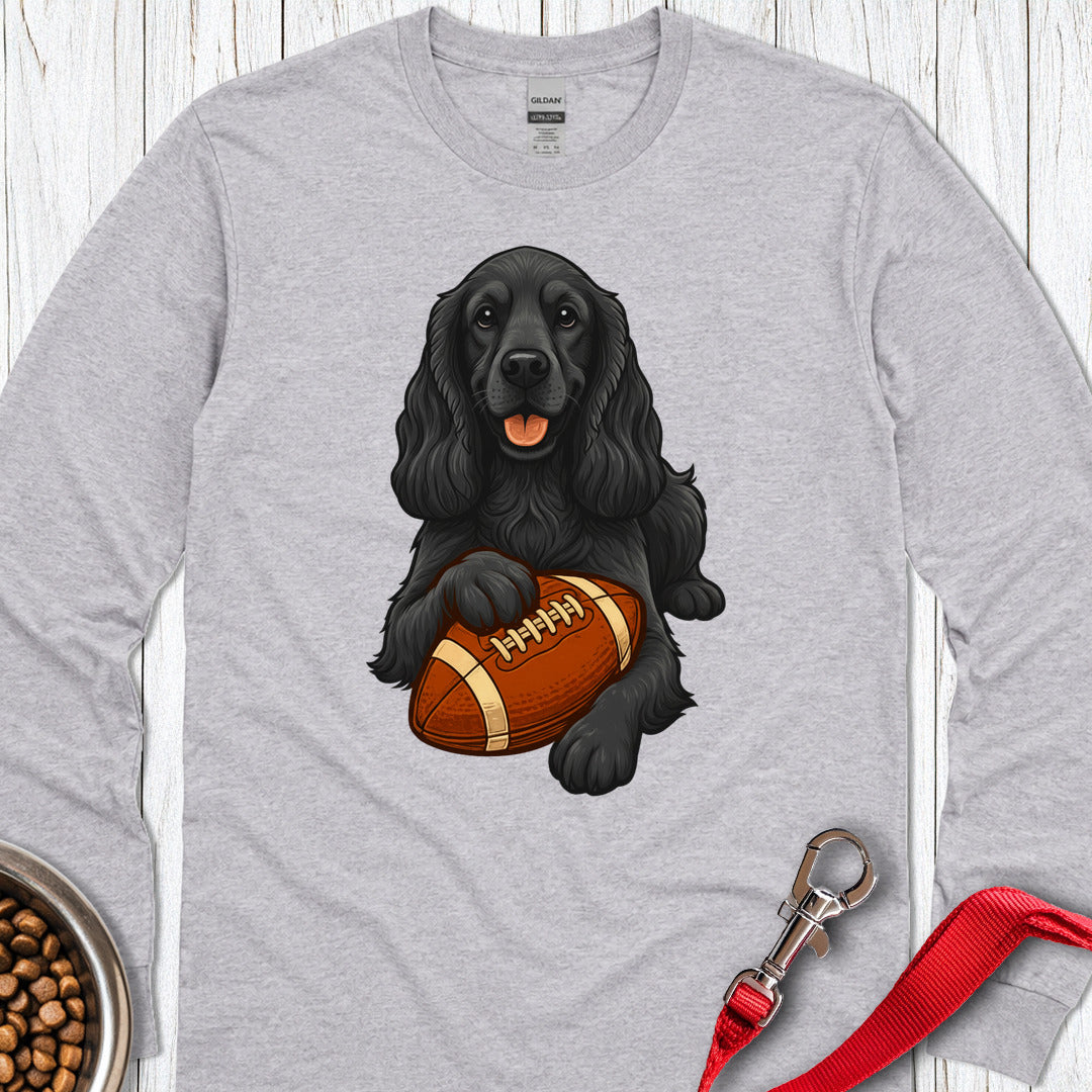 Black Cocker Spaniel Football Long Sleeve — Sport Grey
