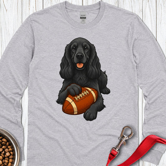 Black Cocker Spaniel Football Long Sleeve — Sport Grey
