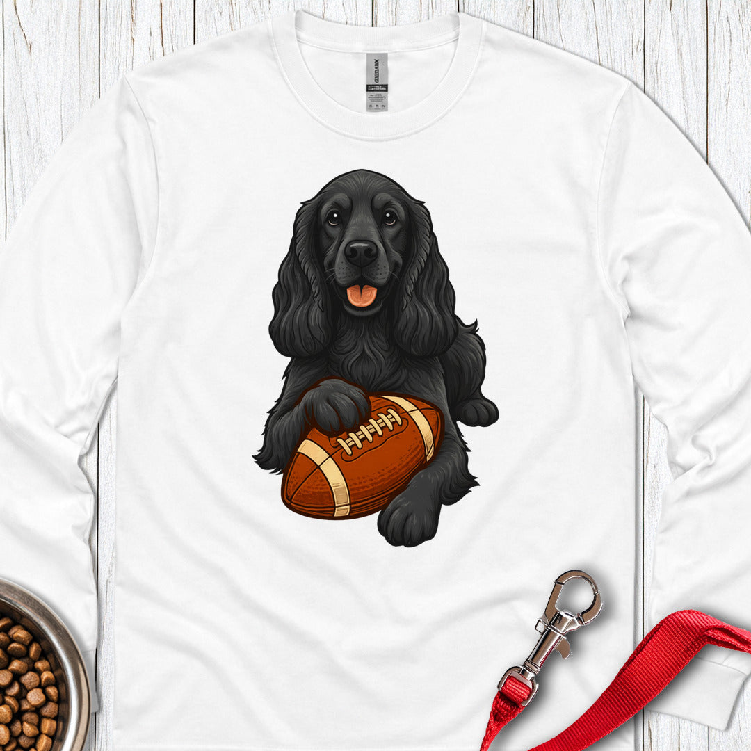 Black Cocker Spaniel Football Long Sleeve — White
