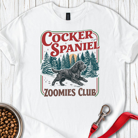 Black Cocker Spaniel Zoomies Club White