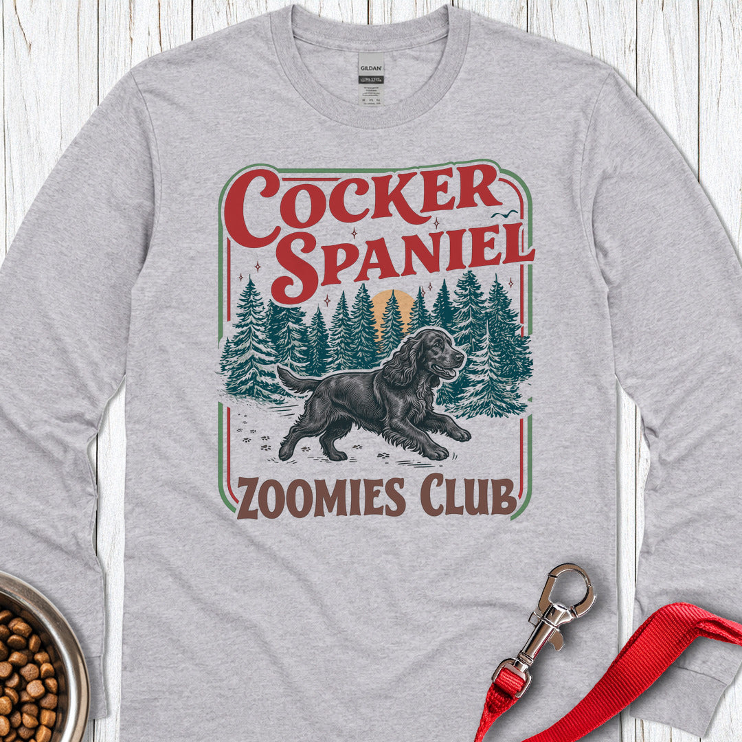 Black Cocker Spaniel Zoomies Club Long Sleeve — Sport Grey