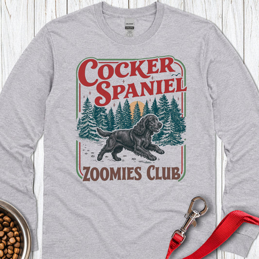 Black Cocker Spaniel Zoomies Club Long Sleeve — Sport Grey
