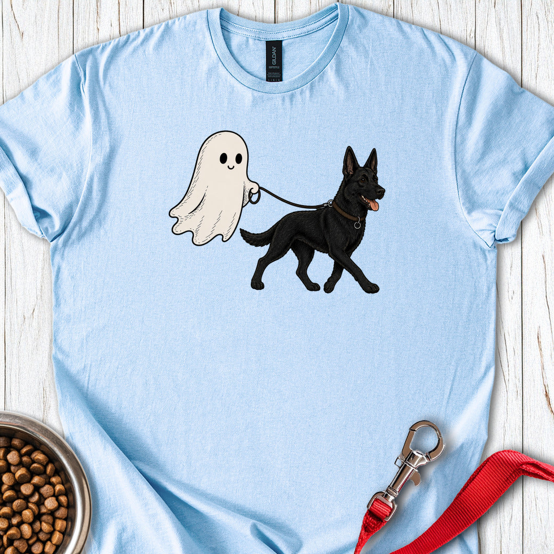 Black German Shepherd Ghost Halloween Light Blue