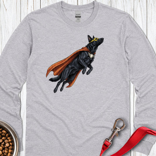 Black German Shepherd Hero Long Sleeve — Sport Grey