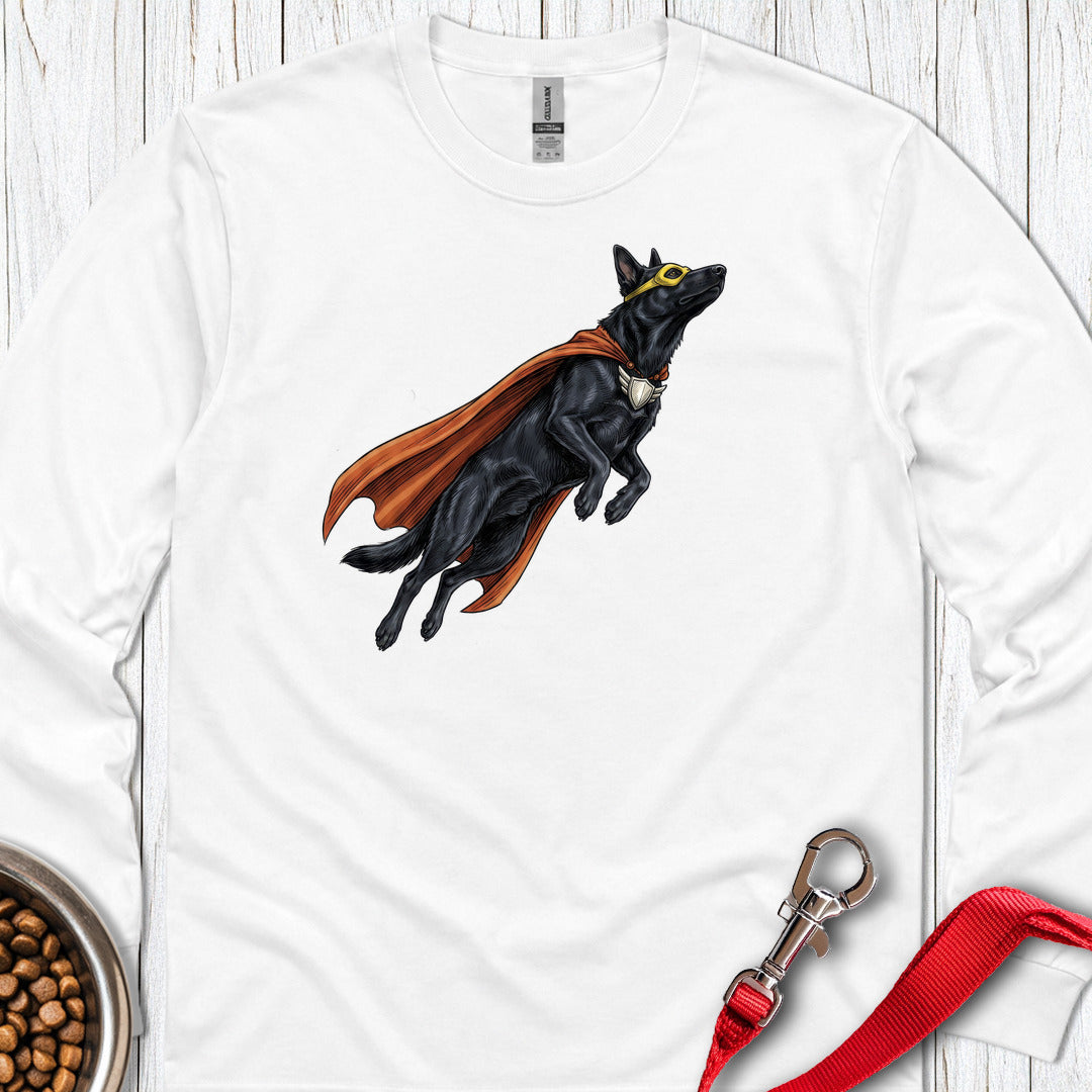 Black German Shepherd Hero Long Sleeve — White