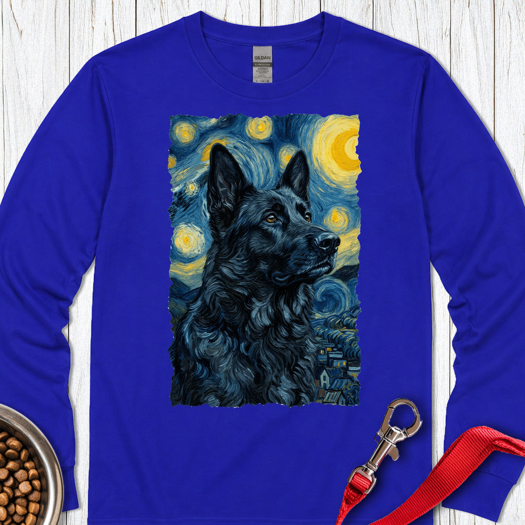 Black German Shepherd Van Gogh Long Sleeve — Royal