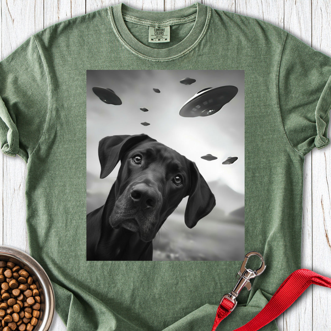 Black Great Dane UFO Premium Tee — Moss