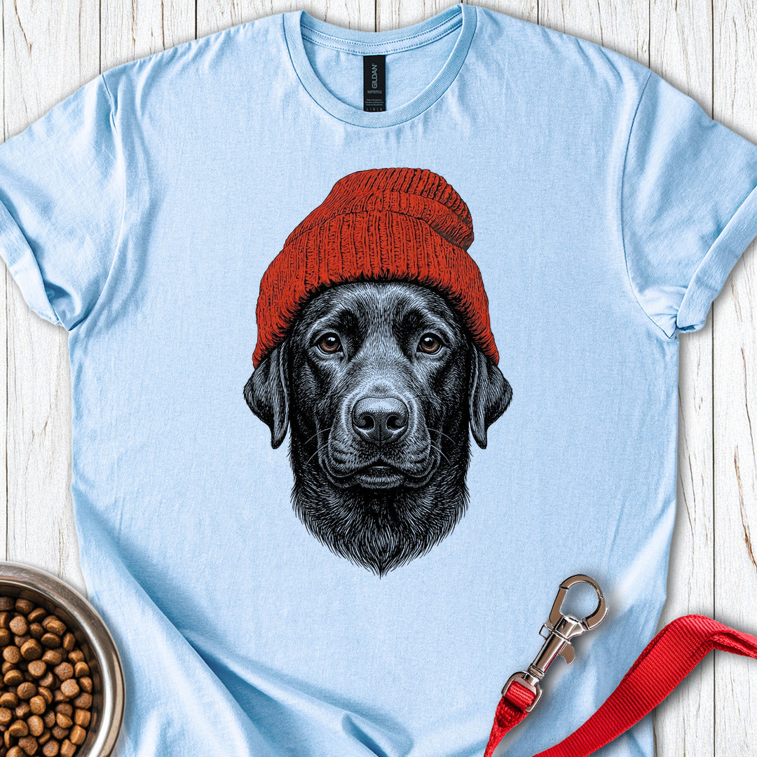 Black Lab Beanie Light Blue