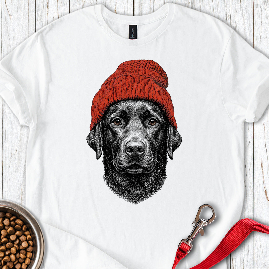 Black Lab Beanie White