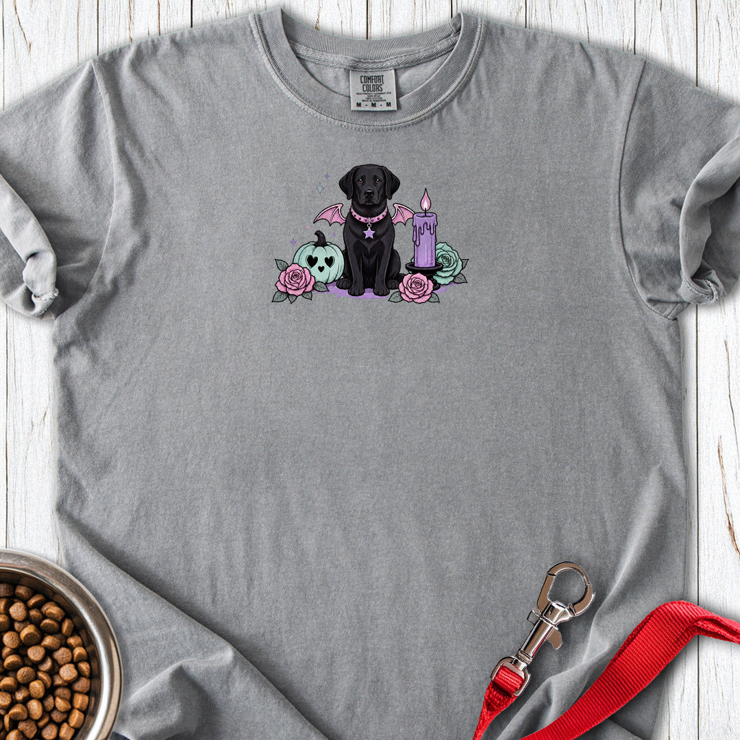 Black Lab Halloween Pastel Goth Premium Tee (Small Print) — Grey