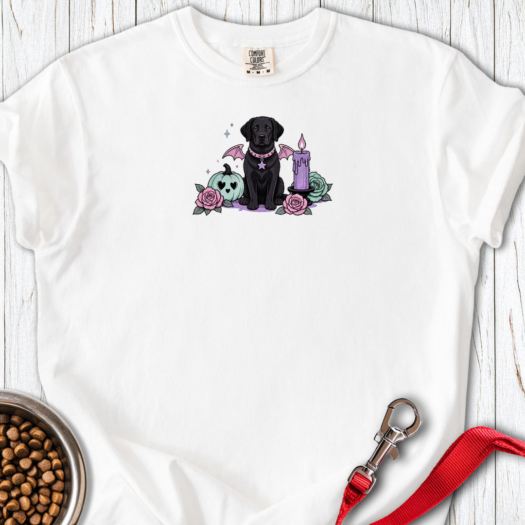 Black Lab Halloween Pastel Goth Premium Tee (Small Print) — White