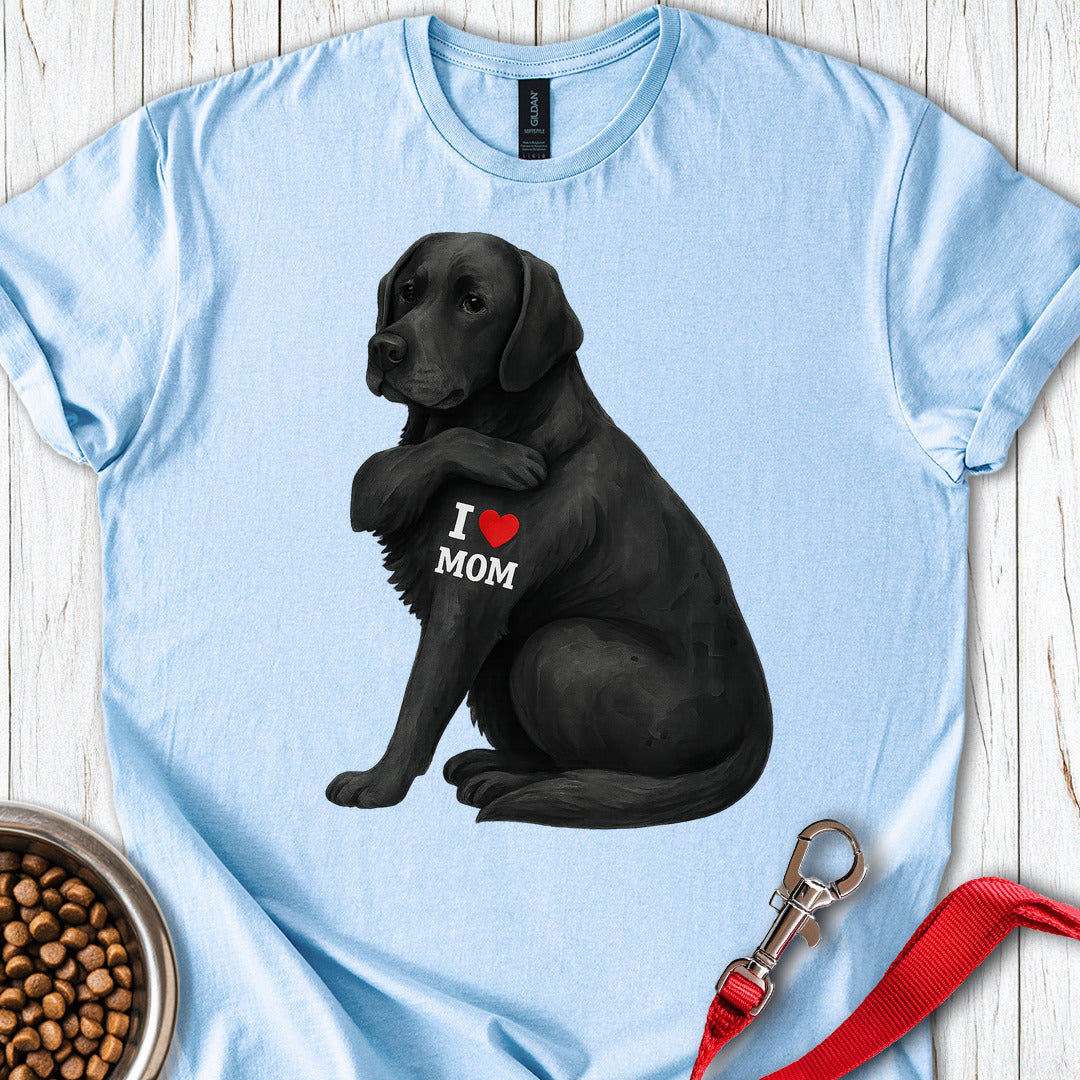 Black Lab I Love Mom Light Blue