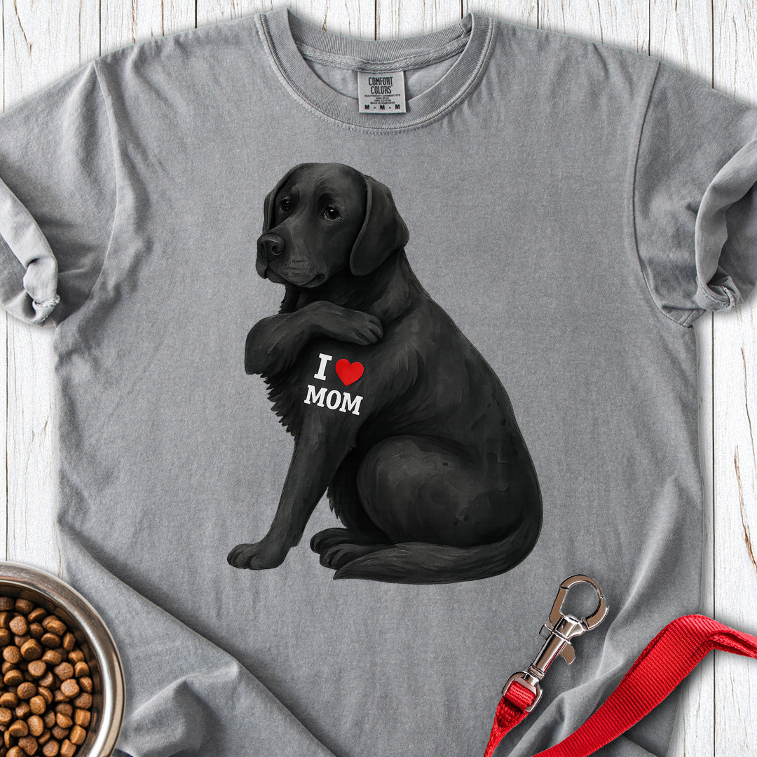 Black Lab I Love Mom Premium Tee — Grey
