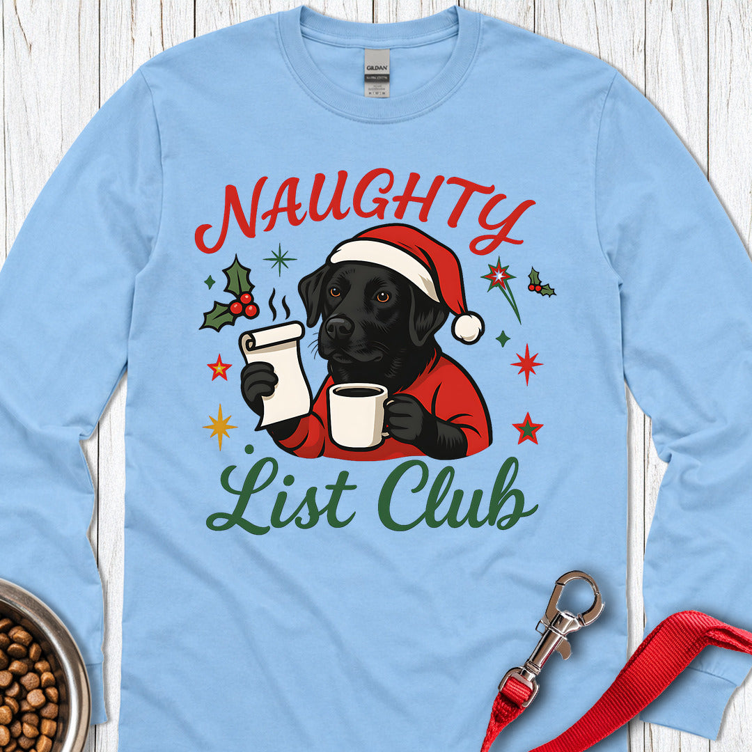 Black Lab Naughty List Club Long Sleeve — Carolina Blue