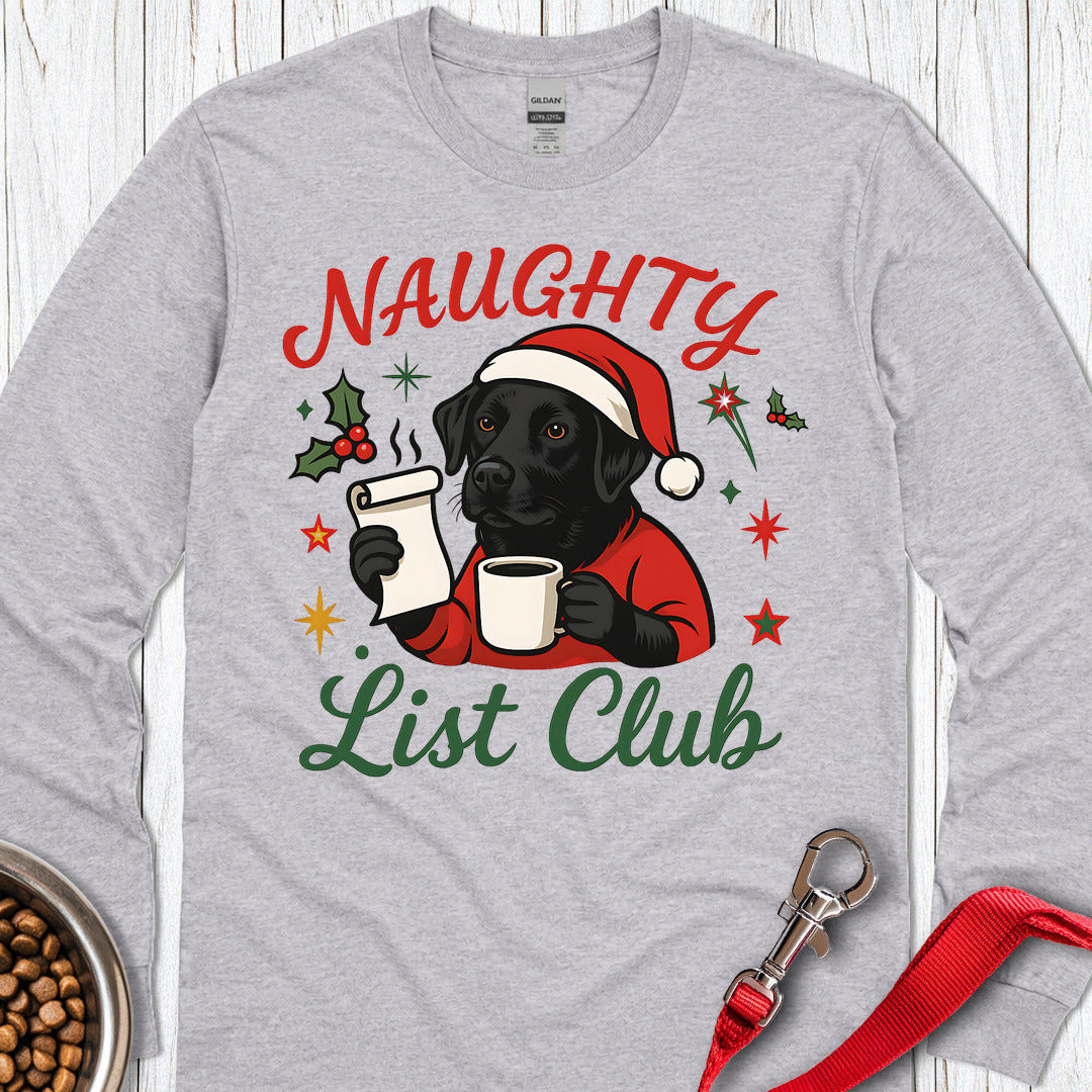 Black Lab Naughty List Club Long Sleeve — Sport Grey