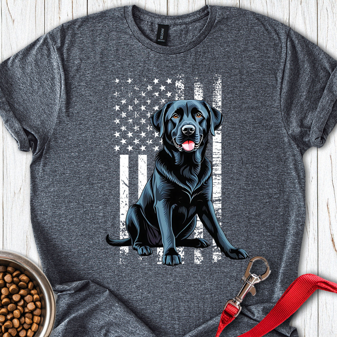 Black Lab USA Flag Dark Heather