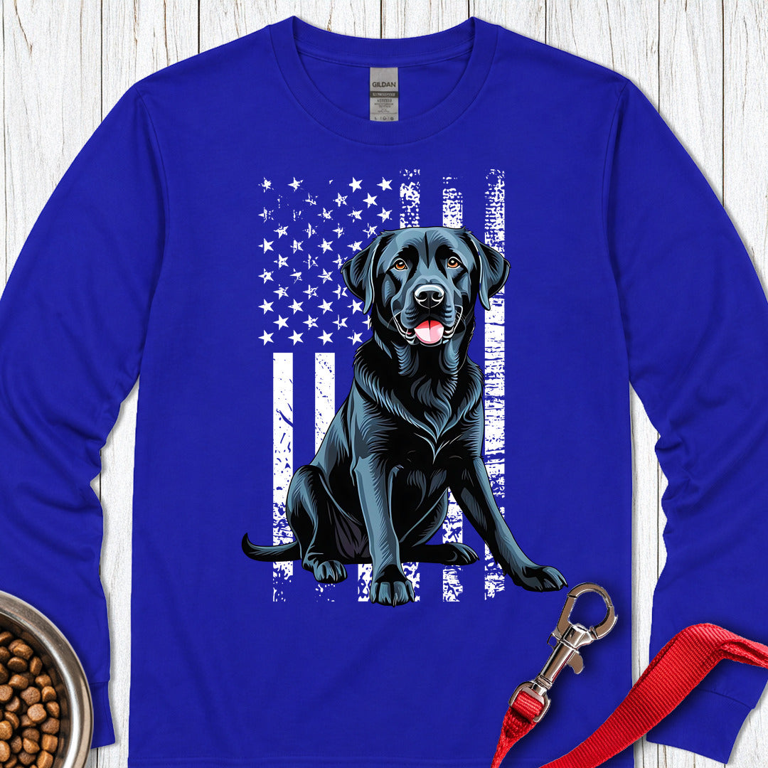 Black Lab USA Flag Long Sleeve — Royal