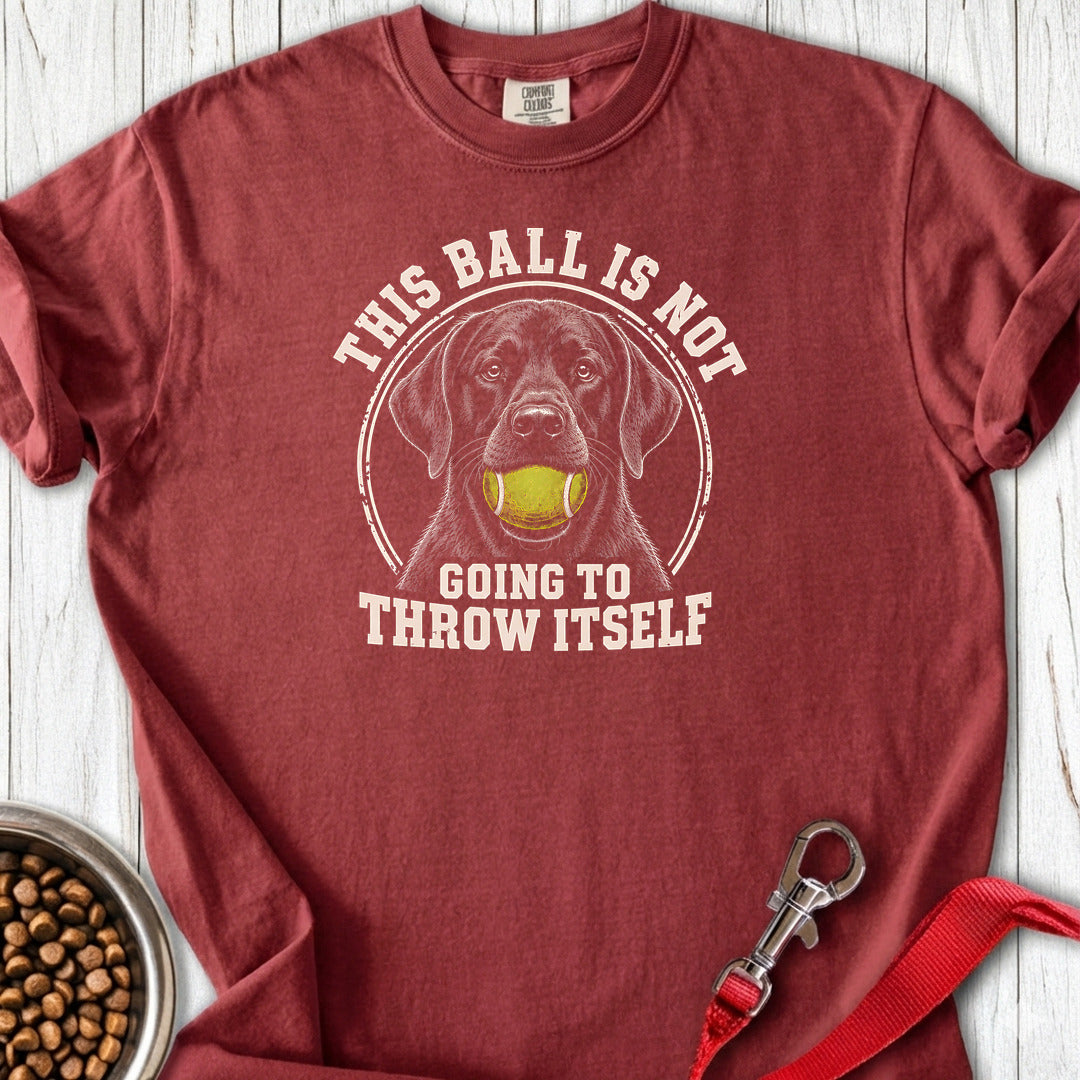 Black Labrador Ball Premium Tee — Brick