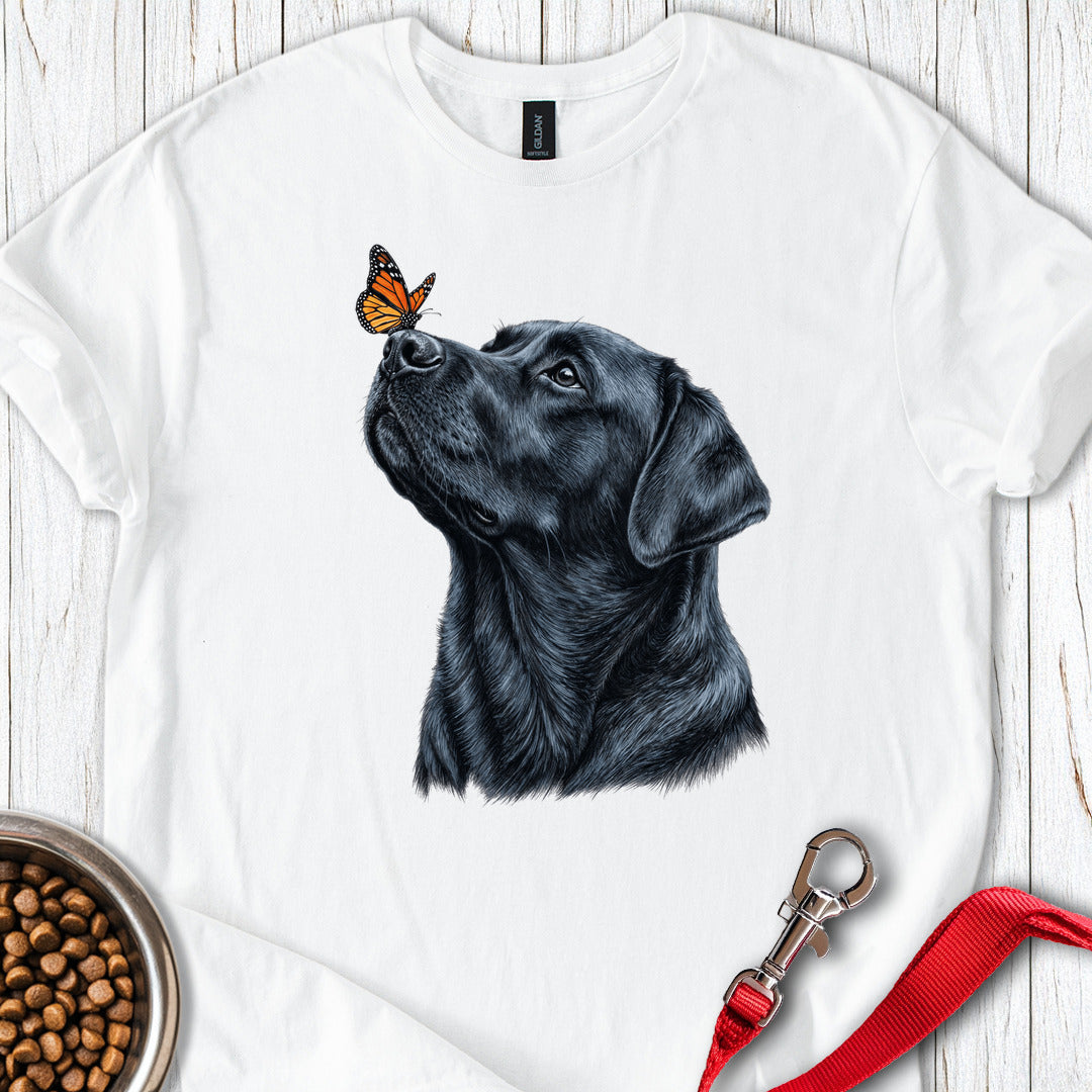 Black Labrador Butterfly White