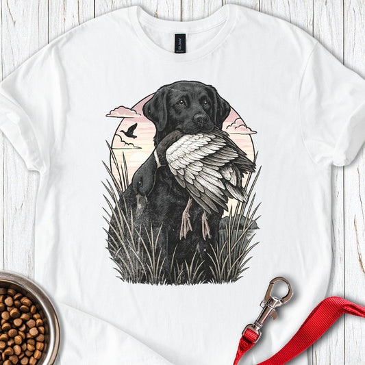 Black Labrador Hunting White