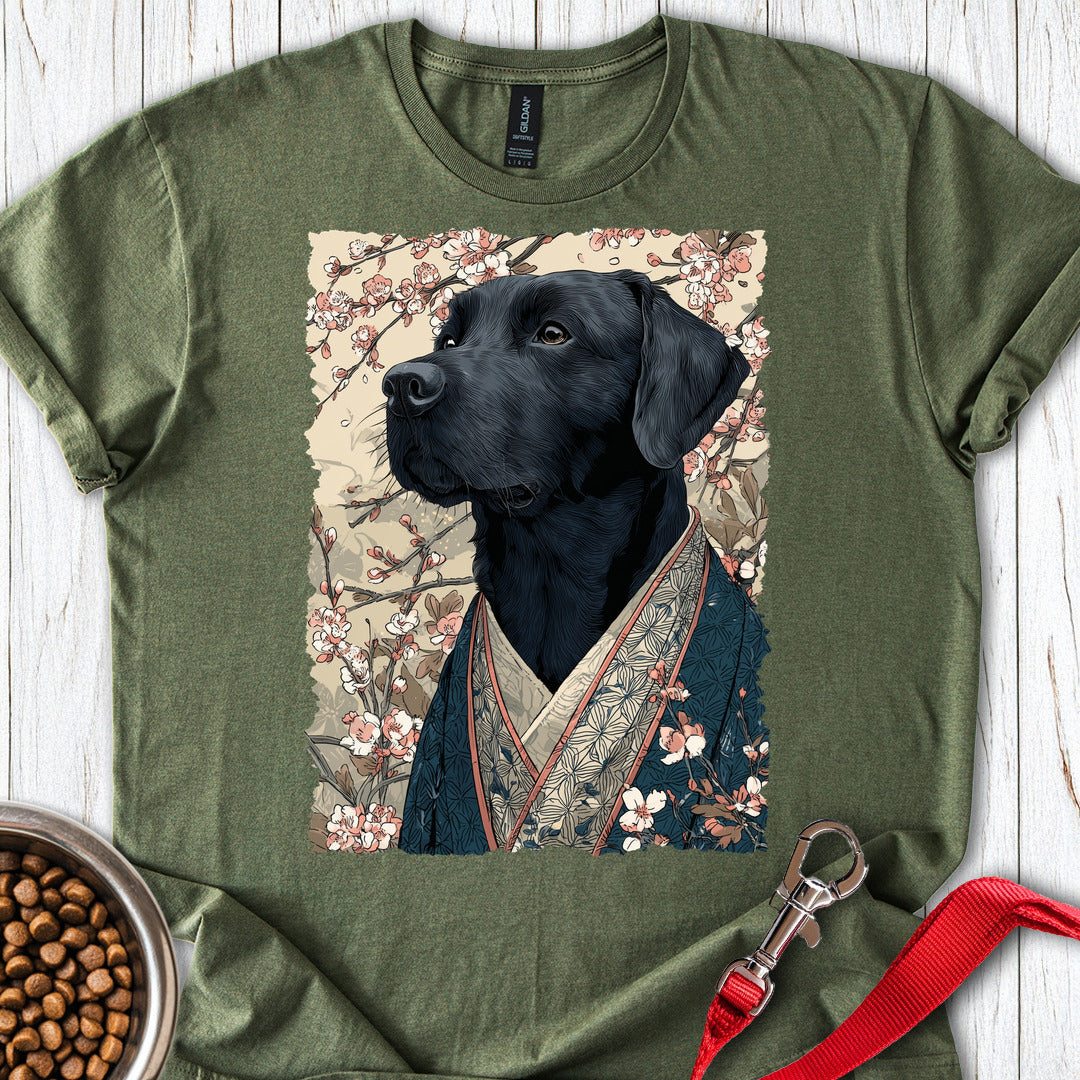 Black Labrador Japanese Art Military Green