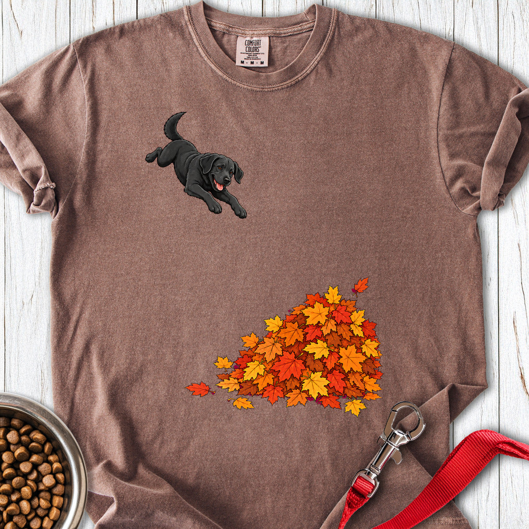 Black Labrador Leaf Pile Premium Tee — Espresso