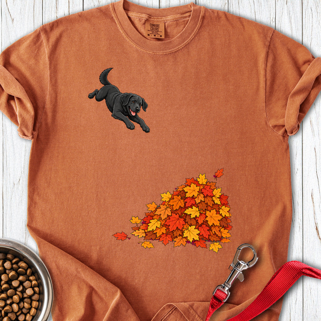 Black Labrador Leaf Pile Premium Tee — Yam