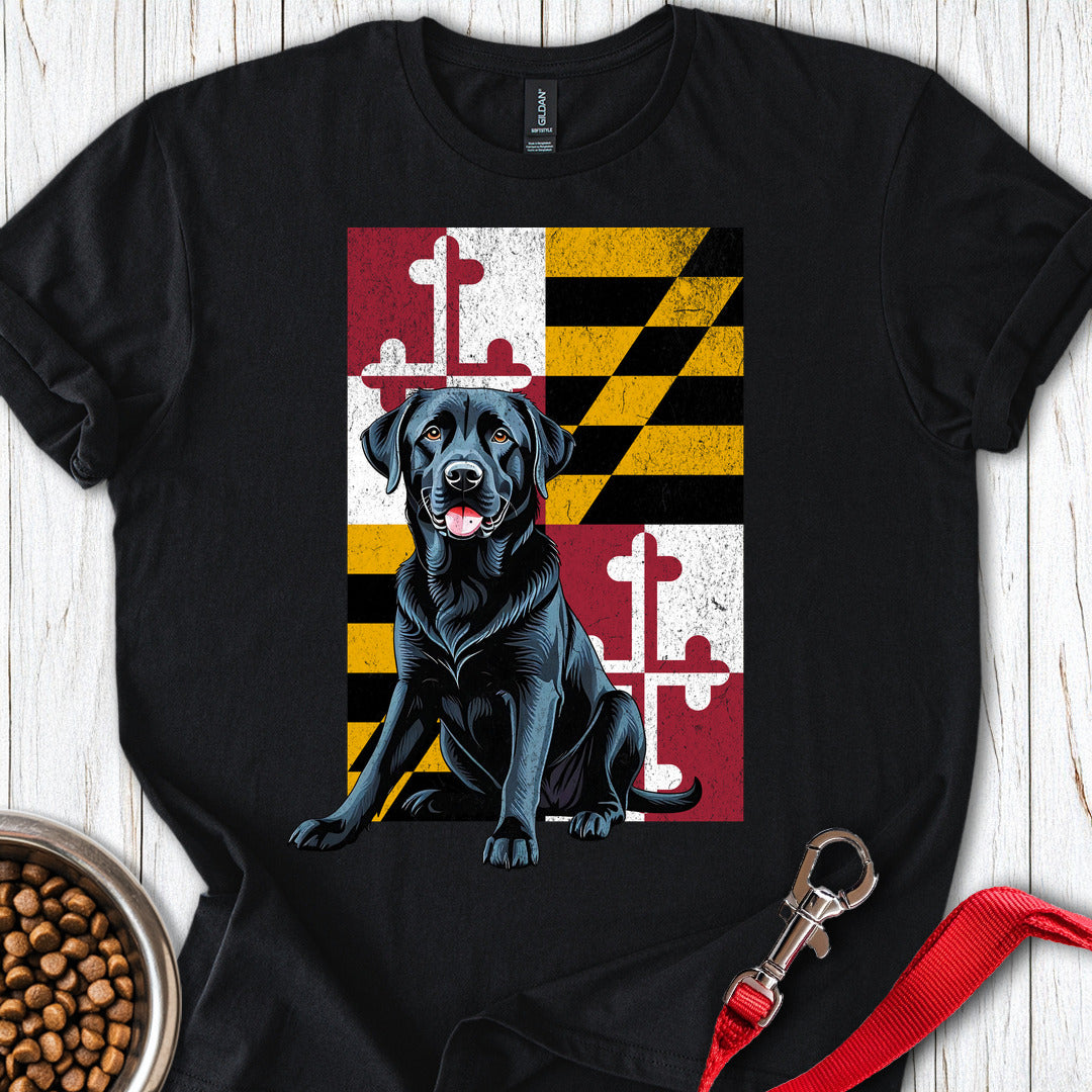 Black Labrador Maryland Flag Black