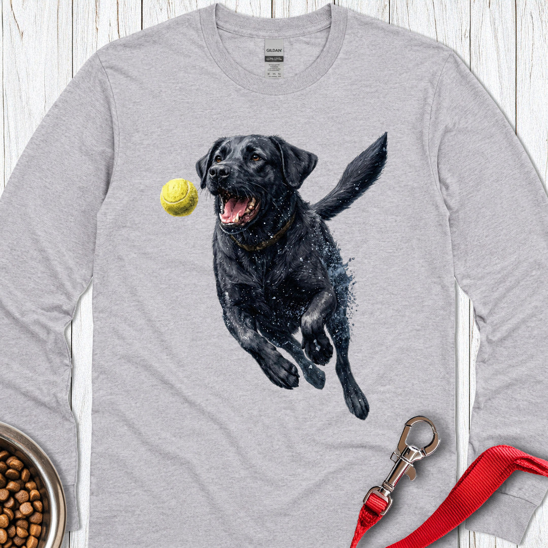 Black Labrador Running Long Sleeve Sport Grey