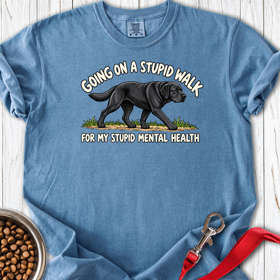 Black Labrador Stupid Walk Premium Tee — Blue Jean