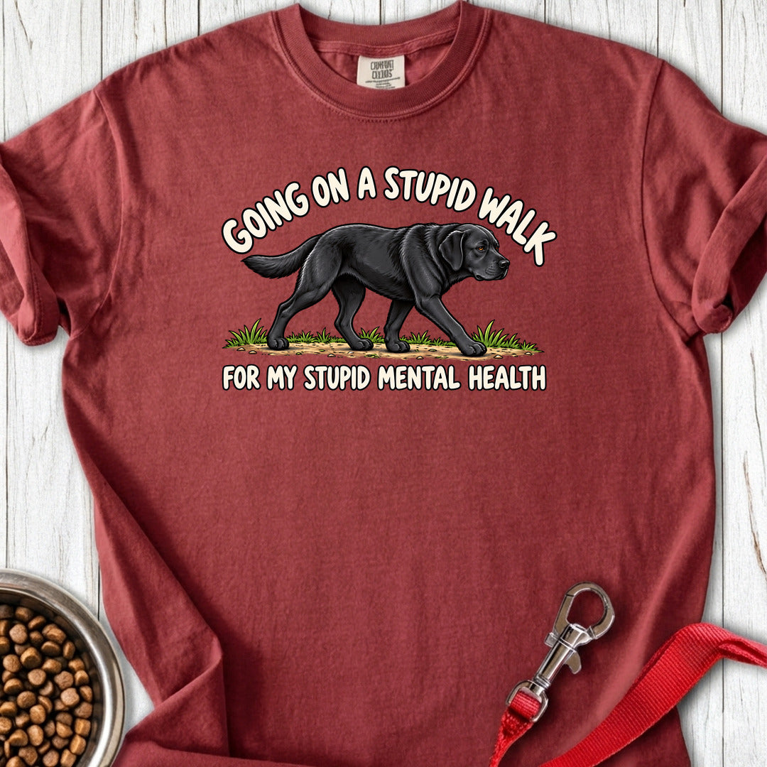 Black Labrador Stupid Walk Premium Tee — Brick