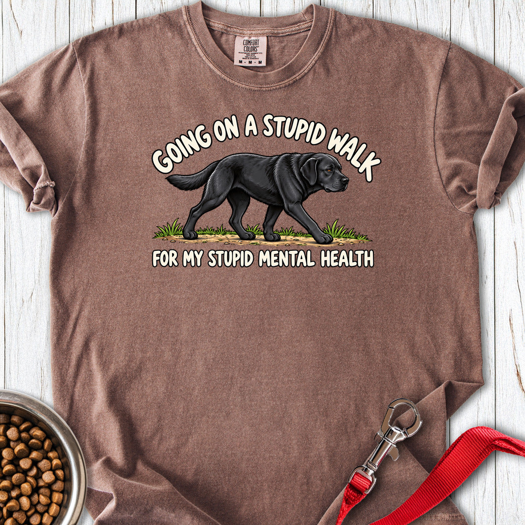 Black Labrador Stupid Walk Premium Tee — Espresso