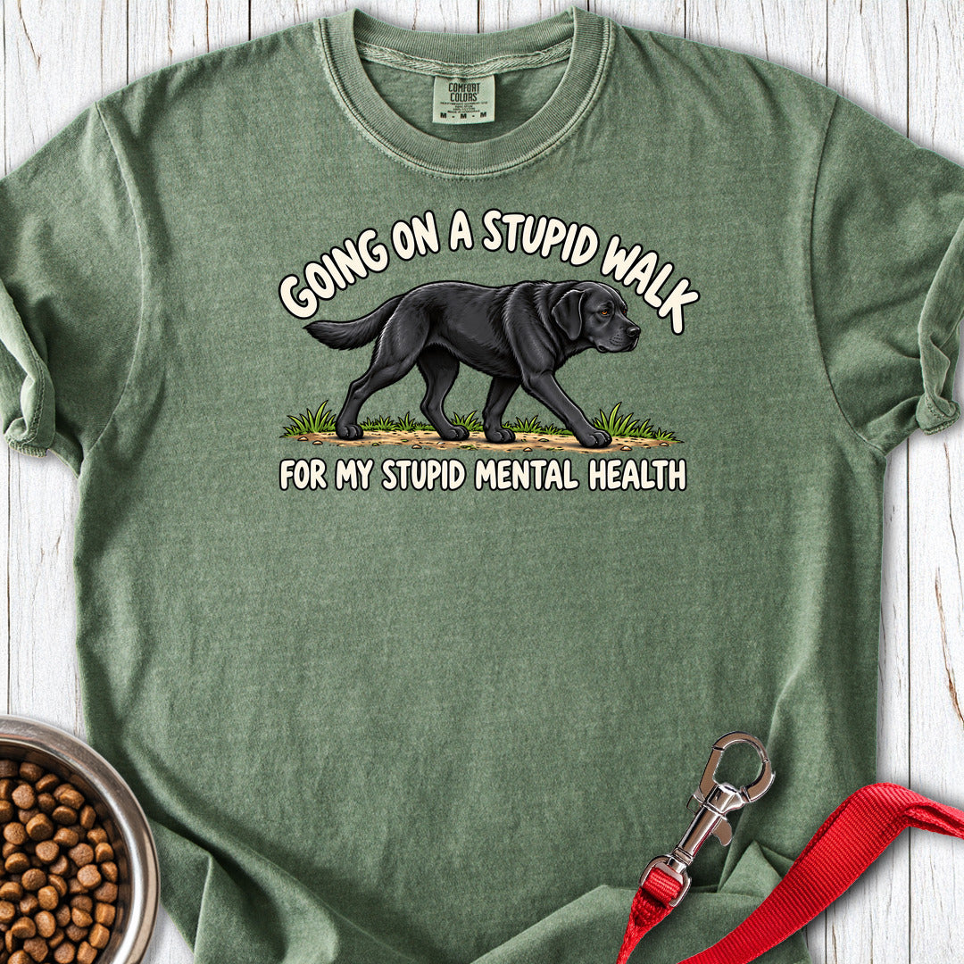 Black Labrador Stupid Walk Premium Tee — Moss