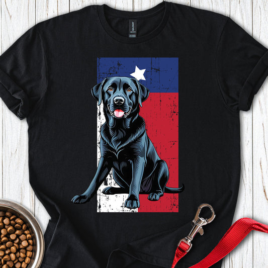 Black Labrador Texas Flag Black