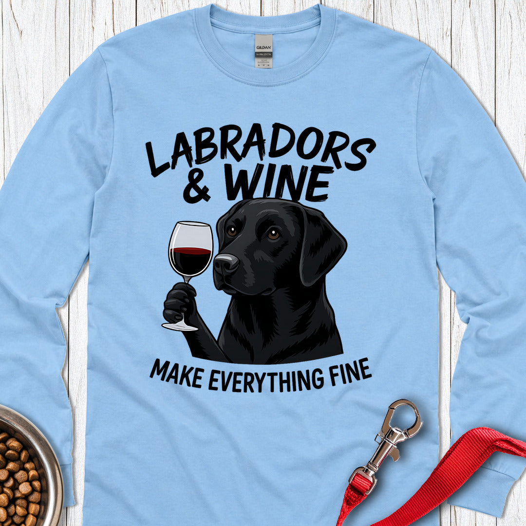 Black Labradors & Wine Long Sleeve — Carolina Blue
