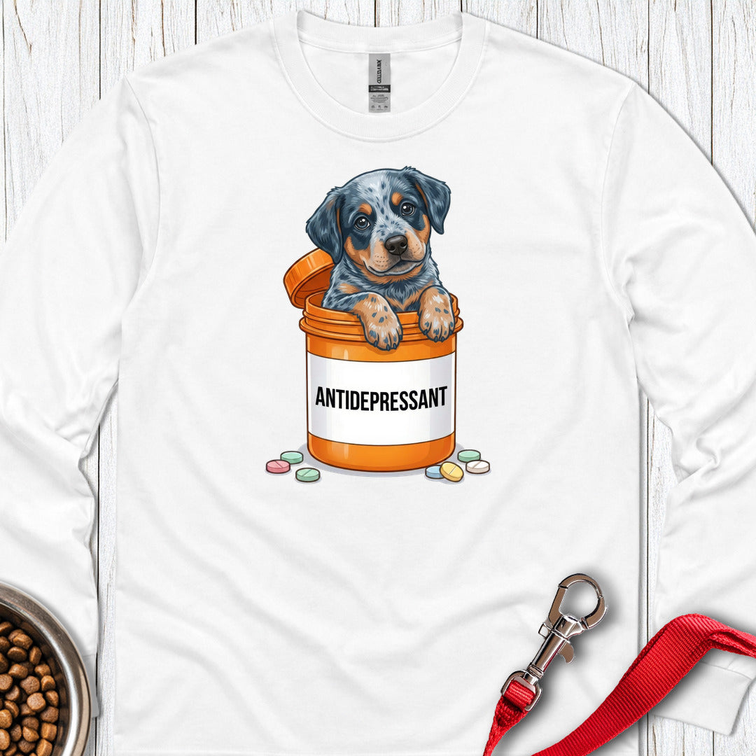 Blue Heeler Antidepressant Long Sleeve — White