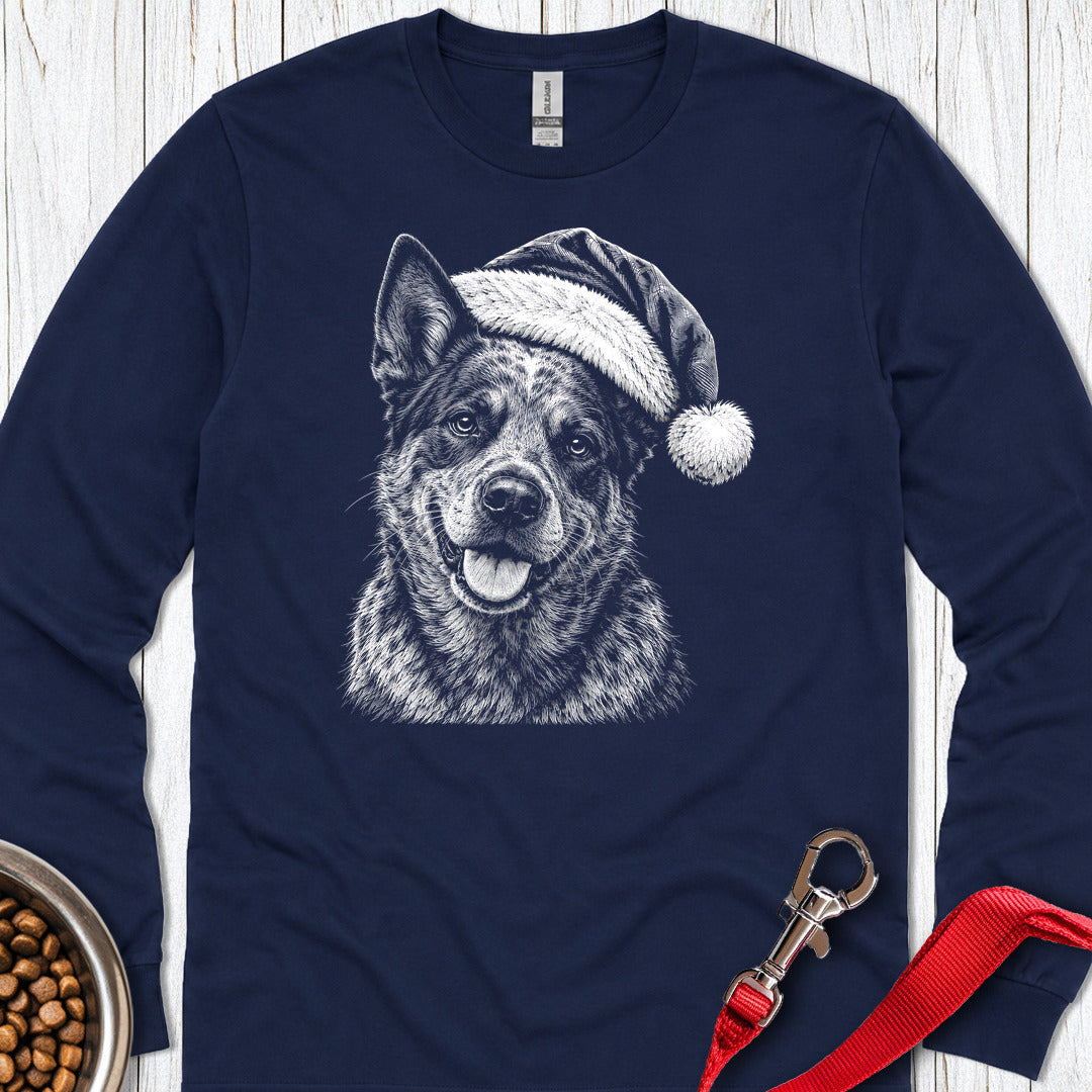 Blue Heeler Dog Christmas Long Sleeve — Navy