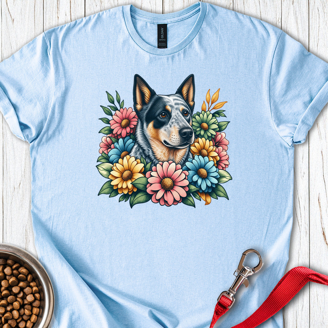 Blue Heeler Floral — Light Blue